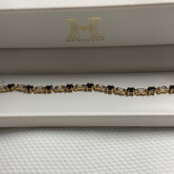 Jewelry Deep Blue Sapphire And Gold Pltd Xo Bracelet Alternating